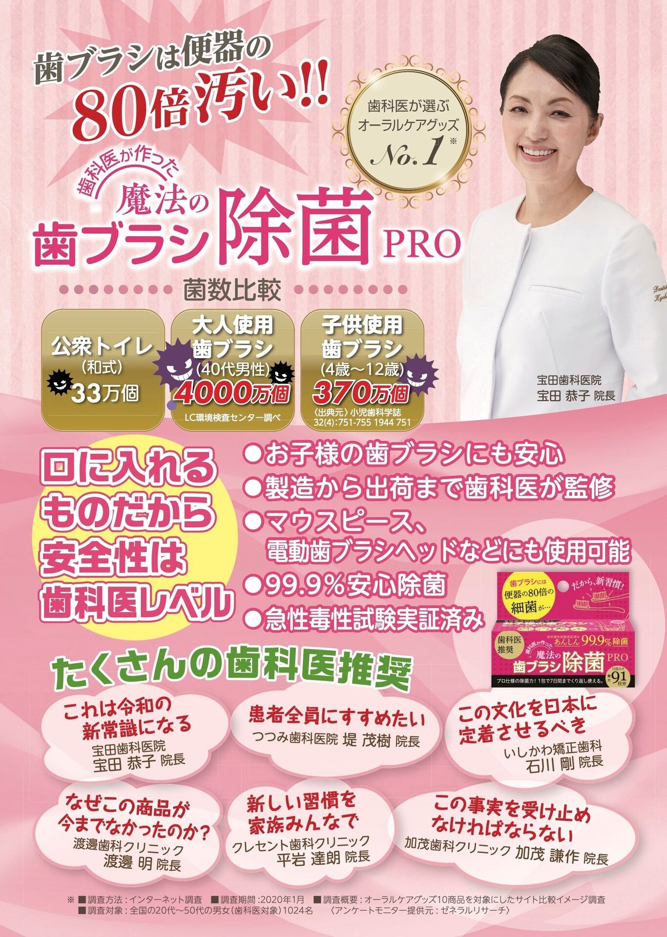歯ブラシには便器の80倍の細菌が・・・POP